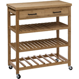 5five Simply Smart Bambusowa wyspa na kółkach LINHA, mobilny regał z blatem i szufladkami