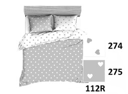 Extrapościel Pościel bawełniana 140x200 R112 biała szara serca serduszka 275D 274D