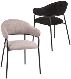 Krzesło do jadalni z podłokietnikami Bianca, tapicerowane, beżowe