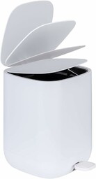 WENKO Davos kosz na śmieci z pedałem, biały, 5 l, kosz na kosmetyki, 5 l