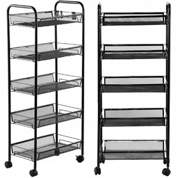 Regał Kuchenny mobilny na kółkach wózek Czarny 5