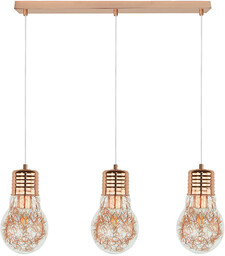 Żarówkowa lampa wisząca 3xE27 maks. 60W miedziany metal/przezroczysty kabel PVC/przezroczyste szkło 2810313