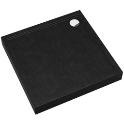 Brodzik kwadratowy 90x90x12 cm Czarny / Struktura kamienia , DAVID