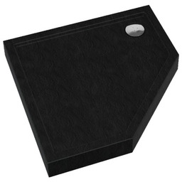 Brodzik pentagonalny 90x90x12 cm Czarny MAT/ Struktura kamienia , PRATO