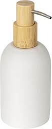 WENKO Altavalle dozownik mydła do akcesoriów łazienkowych z żywicy poliestrowej i bambusa 0,25 l 7,5 x 18 x 8 cm biały naturalny