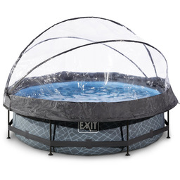 Basen Exit Stone szary okrągły 360 cm składany dach kopuła + pompa filtrująca