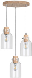 Alessandro Wood Lampa Wisząca 3xE27 Max.60W Dąb Olejowany/Transparentny 1760374R