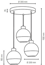 Linea Lampa Wisząca 3xE27 Max.60W Orzech/Transparentny/Szroniony 1860376R