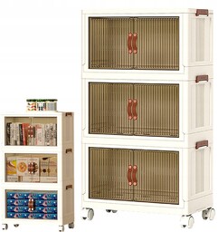 Składana Półka Łazienkowa Szafka Kuchenna Regał Mobilny Na Kółkach 3POZIOMY