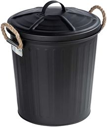 WENKO Kosz na śmieci Gara czarny matowy  kosz na śmieci pojemność: 6 l, stal, 24 x 28,5 x 23 cm, czarny