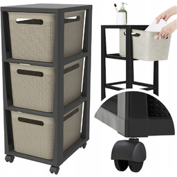 Mobilna Szafka Regal na Kółkach Półka Łazienkowa 3x16l Rotho Brisen Beżowy