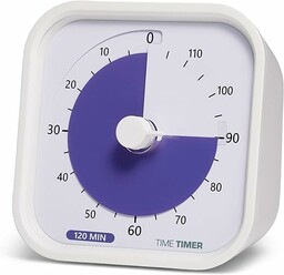 TIME TIMER 120 Minute Mod Education Edition - Timer wizualny w klasie, zegar egzaminacyjny, cicha praca narzędzie do nauki i spotkań (biały)