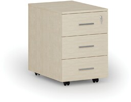 Kontenerek biurowy mobilny PRIMO WOOD, 3 szuflady, brzoza