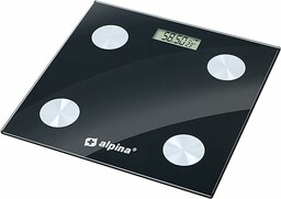Alpina Inteligentna waga - z analizą ciała: w tym tkanki tłuszczowej i masy mięśniowej - Bluetooth - z aplikacją - czarna