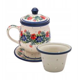 Kubek 250 ml sitko spodek Ceramika Artystyczna Bolesławiec dek 1535 Wianek