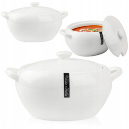 Waza Do Zupy Biała 3,1L Z Pokrywką Waza Do Rosołu Barszczu Biała Porcelana