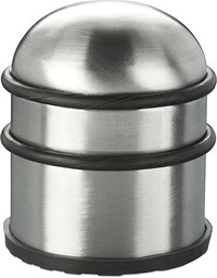 Relaxdays Stoper do drzwi i okien, ze stali nierdzewnej i gumy, wysoki i okrągły, do wnętrz, odbojnik podłogowy, Ø 7 cm, srebrny