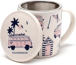 Kubek porcelanowy z zaparzaczem i pokrywą - Volkswagen Van Bus Combi VW T1 Explore More