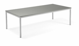 Stół konferencyjny QBUS, 2400x1200 mm, 4 nogi, srebrna rama, jasnoszary
