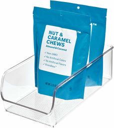 iDesign pudełko do przechowywania, średnia plastikowa taca na szafę lub lodówkę, praktyczny pojemnik na żywność bez pokrywy, przezroczysty