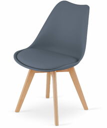 GRAFITOWE KRZESŁO ELIZA DREWNIANE NOGI POLIPROPYLEN ZESTAW 4 SZTUKI