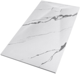 Besco Brodzik prostokątny Vexo Marble 120 x 90 cm akryl SMC, biały marmur VM-120-90-P