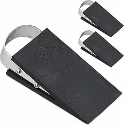 Relaxdays Klin do drzwi, zestaw 3 stoperów do drzwi, guma, stal nierdzewna, antypoślizgowy, wys. x gł.: 3 x 5 x 11,5 cm, czarny/srebrny