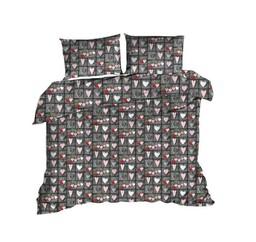 Extrapościel Pościel z kory 160x200 szara serca różowe 617E zamek 825N