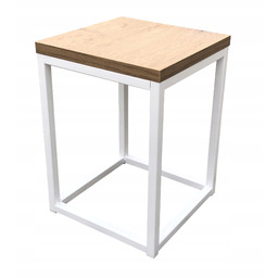 Kwietnik Stojący Metalowy Nowoczesny Loft 32CM Biały Półka Dębowa