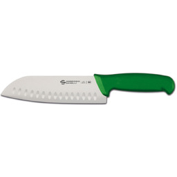 NÓŻ SANTOKU SUPRA COLORE ZE ZŁOBIENIAMI 180 mm ZIELONY AMBROGIO SANELLI S350.018G