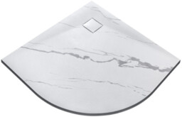Besco Brodzik półokrągły Vexo Marble 90 x 90 cm akryl SMC, biały marmur VM-90-90-P
