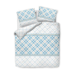 Darymex Pościel bawełniana 220x200 biała turkusowa kratka romby 71466/1 Cottonlove 3