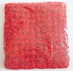 Artfen Mini sztuczne główki kwiatów róży, 144 szt., mini sztuczne róże, DIY, akcesoria ślubne, spinki do włosów, opaski na głowę, sukienka (dolna gaza), czerwone