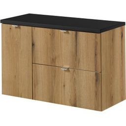 COMAD Zestaw mebli NOVA OAK 2 szafki z blatem BLACK 90 cm