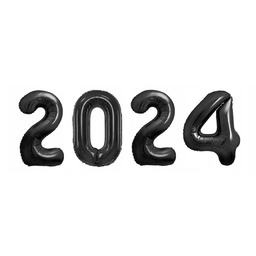 Balony Cyfry 2024 Czarne Sylwester Nowy Rok 86 Cm Happy New Year