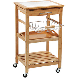 Kesper Wózek kuchenny z wyjmowaną tacą i koszem na warzywa, bambus