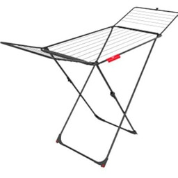 Vileda Uniwersalna czarna suszarka do ubrań, pomieści 2 pranie, z 18 m suszarką z wieszakiem na skarpetki, kółka ułatwiające transport, kompaktowa suszarka do ubrań