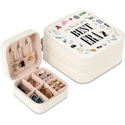 GIFTSFARM Pudełko na biżuterię, małe etui na biżuterię dla fanów Taylora, prezenty Taylor, przenośne etui na biżuterię z najlepszą erą na bransoletkę, naszyjnik, pierścionek, organizer na kolczyki,
