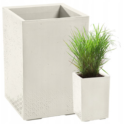 Donica Kwietnik Doniczka Misa Skrzynia Wysoka Duża Karo Kremowy 40x40x60cm