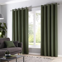 Fusion - Oliwkowozielone zasłony szer. 66 x dł. 72 cm (168 x 183 cm) - zielone zasłony na przelotkach - 100% bawełniane zasłony do sypialni/salonu - zasłona na drzwi - zasłony termiczne/obróbka