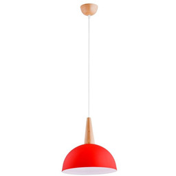 Lampa wisząca zwis FOTYN drewno/czerwony śr. 30cm