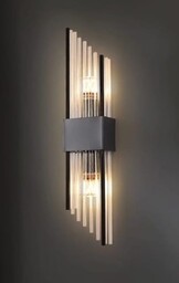 Slash - Duży Kinkiet Kryształowy Czarny 50cm, 2x E14, Czarny