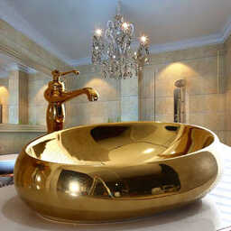 bateria umywalkowa retro złota+ umywalka złota GOLDENA