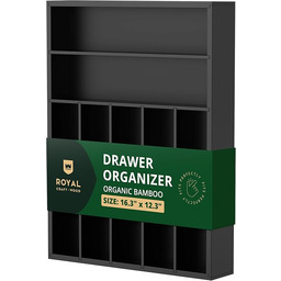 ROYAL CRAFT WOOD Bambusowy organizer do szuflad kuchennych, organizer na sztućce i taca na sztućce (czarny)