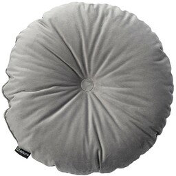 Poduszka okrągła z guzikiem, srebrzysty szary, 37 cm, Velvet