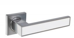 Klamka GABI rozeta kwadrat nikiel/biała