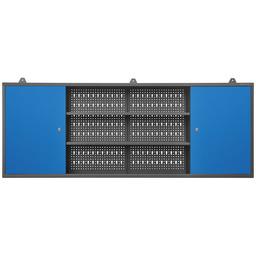 Szafka do warsztatu LEO, 1600 x 600 x 200 mm, antracytowo-niebieska