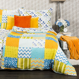 4Home Pościel z kory Patchwork blue, 140 x 200 cm, 70 x 90 cm, 140 x 200 cm, 70 x 90 cm