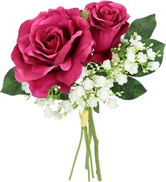 Sztuczne kwiaty, 3-częściowy zestaw róż, jedwabne róże, pojedyncze bukiety, dekoracje ślubne, kwiat, kwiat, gałązka, gałązka, gałązka, sztuczna gałąź, kolor burgundowy