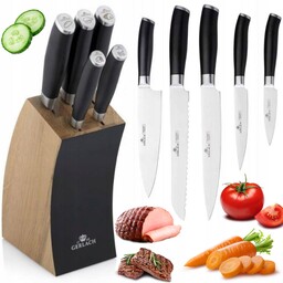Gerlach Deco Black Zestaw 5 Noży W Bloku Stalowe Kuchenne Komplet Ostre